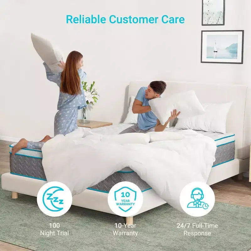 Matelas hybride Serweet 14 pouces en charbon de bambou respirant King