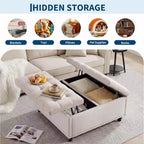 Grand pouf de rangement carré de 36 po avec couvercle relevable, banc table basse capitonné supportant 300 lb avec pieds en bois robustes, boîte de rangement multifonctionnelle repose-pieds