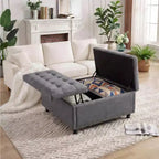 Grand pouf de rangement carré de 36 po avec couvercle relevable, banc table basse capitonné supportant 300 lb avec pieds en bois robustes, boîte de rangement multifonctionnelle repose-pieds