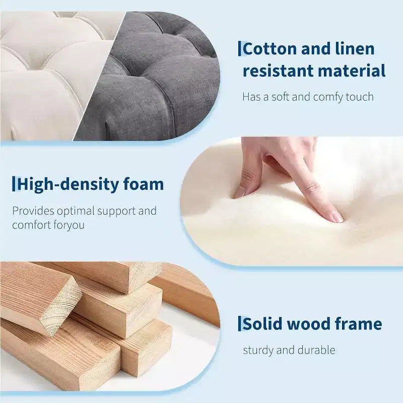 Grand pouf de rangement carré de 36 po avec couvercle relevable, banc table basse capitonné supportant 300 lb avec pieds en bois robustes, boîte de rangement multifonctionnelle repose-pieds