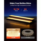 VEVOR Présentoir lumineux pour bouteilles d'alcool à LED, 2 niveaux 76 cm, compatible USB, étagère de bar à domicile illuminée en acrylique avec télécommande RF et contrôle via application, noir + blanc