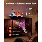 VEVOR Présentoir lumineux pour bouteilles d'alcool LED, 2 niveaux 61 cm, prend en charge USB, présentoir de bar à domicile lumineux en acrylique avec télécommande RF et contrôle par application, noir+blanc