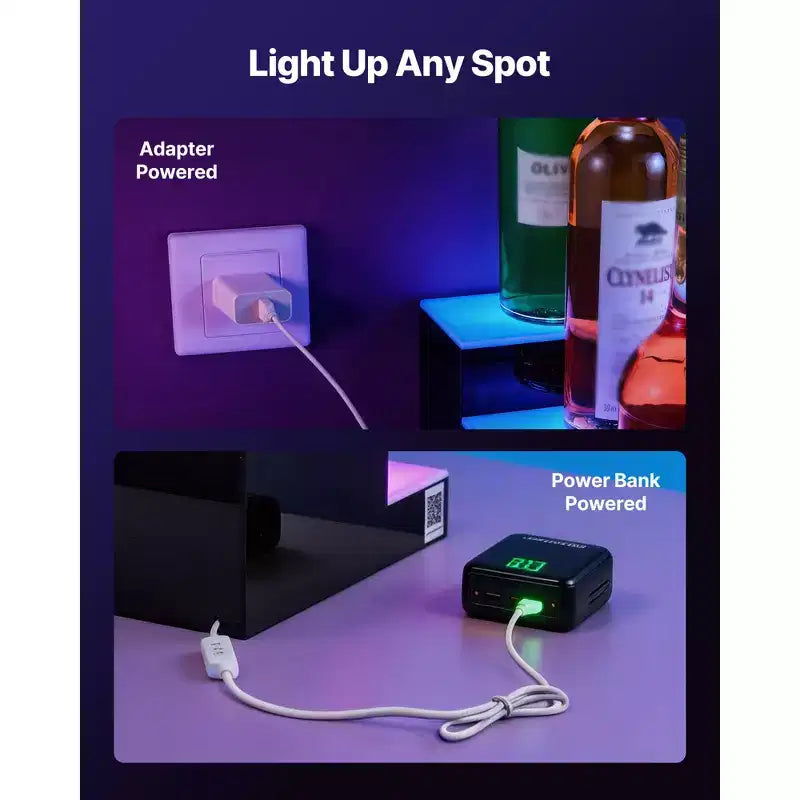 VEVOR Présentoir lumineux pour bouteilles d'alcool LED, 2 niveaux 61 cm, prend en charge USB, présentoir de bar à domicile lumineux en acrylique avec télécommande RF et contrôle par application, noir+blanc