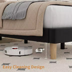 Lot de 2 lits plateforme doubles en velours avec tête de lit réglable, design capitonné à canal vertical, sommier tapissier non requis, capacité robuste de 363 kg