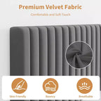 Lot de 2 lits plateforme doubles en velours avec tête de lit réglable, design capitonné à canal vertical, sommier tapissier non requis, capacité robuste de 363 kg