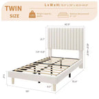 Lot de 2 lits plateforme doubles en velours avec tête de lit réglable, design capitonné à canal vertical, sommier tapissier non requis, capacité robuste de 363 kg