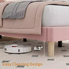 Lot de 2 lits plateforme doubles en velours avec tête de lit réglable, design capitonné à canal vertical, sommier tapissier non requis, capacité robuste de 363 kg