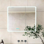 FAMYYT 32 in. W x28 in. H Aluminum Medicine Cabinet with Mirror and Light, Anti-fog, Easy to install