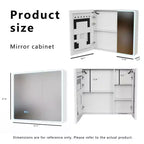FAMYYT Armoire à pharmacie en aluminium 32 po L x 28 po H avec miroir et lumière, anti-buée, facile à installer