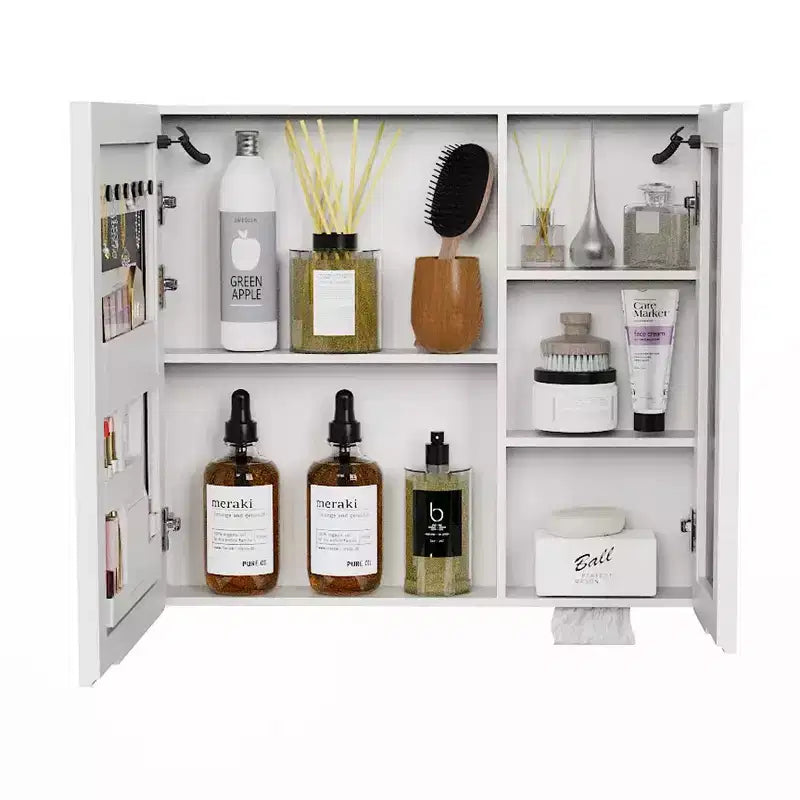 FAMYYT Armoire à pharmacie en aluminium 32 po L x 28 po H avec miroir et lumière, anti-buée, facile à installer