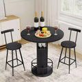 Zevemomo 3-Piece 31.5 Round Bar Table and Chairs Set for 2, Small Pub Dining Set with 2 Stools, Space Saving, Black