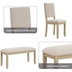 Zevemomo Ensemble de 6 pièces de salle à manger avec 4 chaises rembourrées et 1 banc, base en U, pour salle à manger, cuisine, restaurant, beige