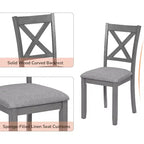 Ensemble de salle à manger 7 pièces Zevemomo avec 6 chaises rembourrées pour salle à manger, cuisine, restaurant, gris