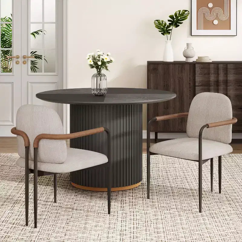 Christopher Knight Home Ihab Modern Upholstered Dining Chair with Iron Frame (Set of 2)