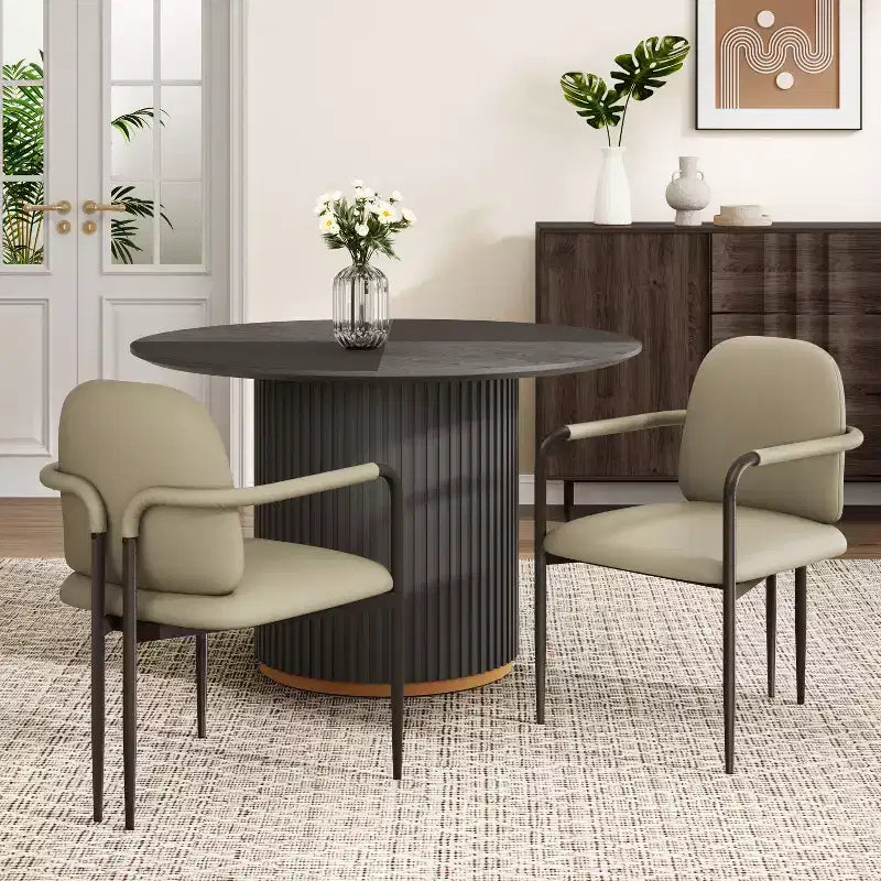 Christopher Knight Home Ihab Chaises de salle à manger modernes rembourrées avec cadre en fer (Lot de 2)