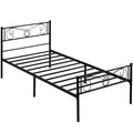 Twin Size Iron Bed Frame,with Headboard and Footboard, No Box Spring Needed, Under Bed Storage Space, Mattress Foundation, Simple Assembly