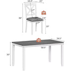 Ensemble table de salle à manger Zevemomo 7 pièces avec 6 chaises rembourrées pour salle à manger, cuisine, restaurant, blanc
