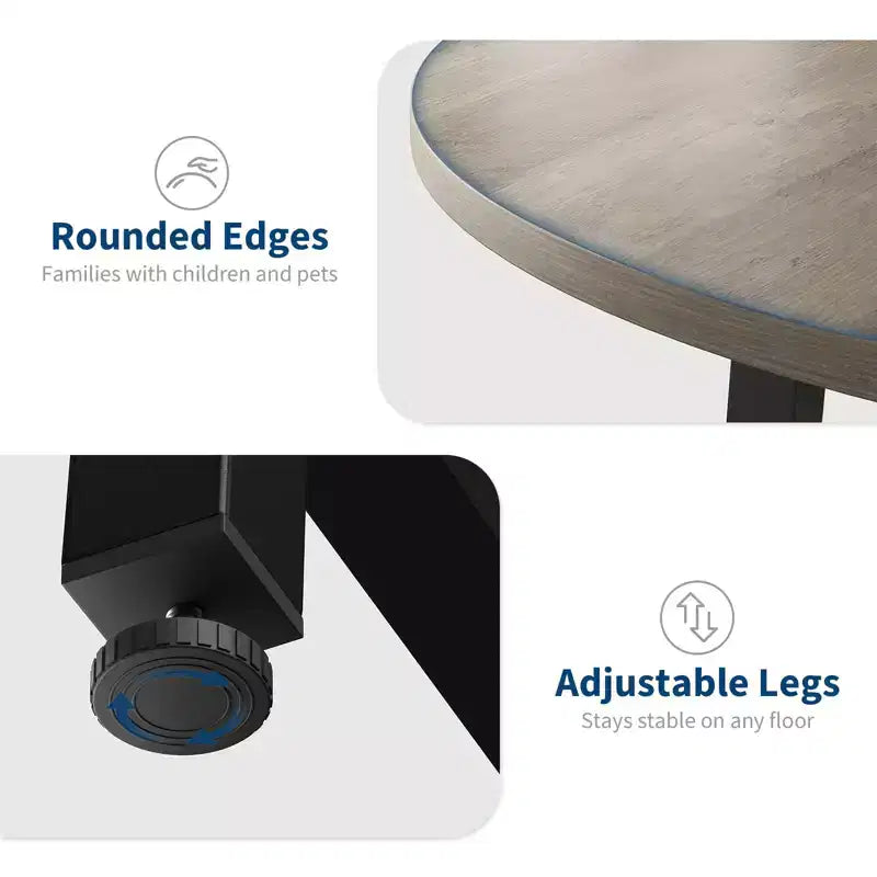 Table à manger ronde de 80 cm pour 2-4 personnes, Petite table de salle à manger/cuisine compacte, Table de cuisine ronde en bois avec cadre métallique robuste