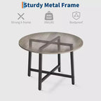 Table à manger ronde de 80 cm pour 2-4 personnes, Petite table de salle à manger/cuisine compacte, Table de cuisine ronde en bois avec cadre métallique robuste