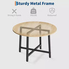 Table à manger ronde de 80 cm pour 2-4 personnes, Petite table de salle à manger/cuisine compacte, Table de cuisine ronde en bois avec cadre métallique robuste