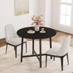 Table à manger ronde de 80 cm pour 2-4 personnes, Petite table de salle à manger/cuisine compacte, Table de cuisine ronde en bois avec cadre métallique robuste
