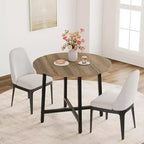 Table à manger ronde de 80 cm pour 2-4 personnes, Petite table de salle à manger/cuisine compacte, Table de cuisine ronde en bois avec cadre métallique robuste