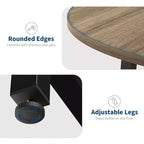Table à manger ronde de 80 cm pour 2-4 personnes, Petite table de salle à manger/cuisine compacte, Table de cuisine ronde en bois avec cadre métallique robuste