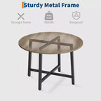Table à manger ronde de 80 cm pour 2-4 personnes, Petite table de salle à manger/cuisine compacte, Table de cuisine ronde en bois avec cadre métallique robuste