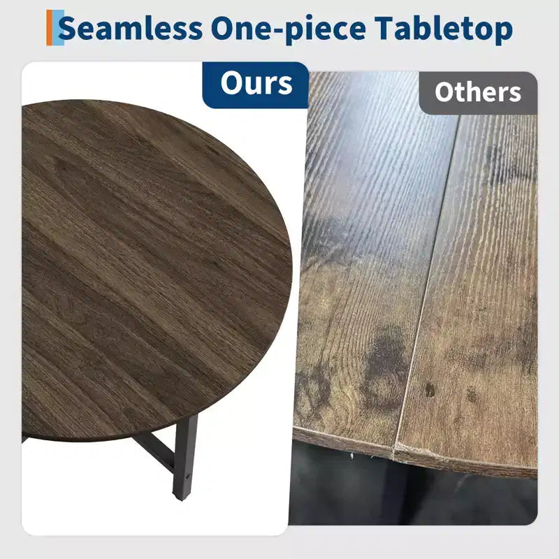 Table à manger ronde de 80 cm pour 2-4 personnes, Petite table de salle à manger/cuisine compacte, Table de cuisine ronde en bois avec cadre métallique robuste