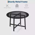 Table à manger ronde de 80 cm pour 2-4 personnes, Petite table de salle à manger/cuisine compacte, Table de cuisine ronde en bois avec cadre métallique robuste