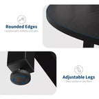 Table à manger ronde de 80 cm pour 2-4 personnes, Petite table de salle à manger/cuisine compacte, Table de cuisine ronde en bois avec cadre métallique robuste