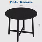 Table à manger ronde de 80 cm pour 2-4 personnes, Petite table de salle à manger/cuisine compacte, Table de cuisine ronde en bois avec cadre métallique robuste