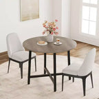 Table à manger ronde de 80 cm pour 2-4 personnes, Petite table de salle à manger/cuisine compacte, Table de cuisine ronde en bois avec cadre métallique robuste