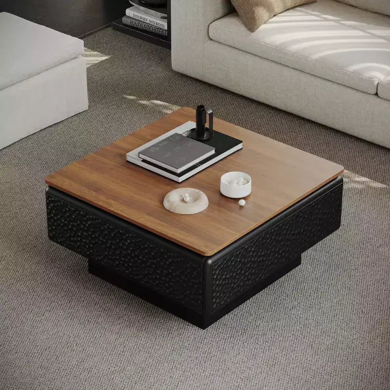 GDFStudio Adel Modern Wooden Lift Top Square Coffee Table with Hidden Storage