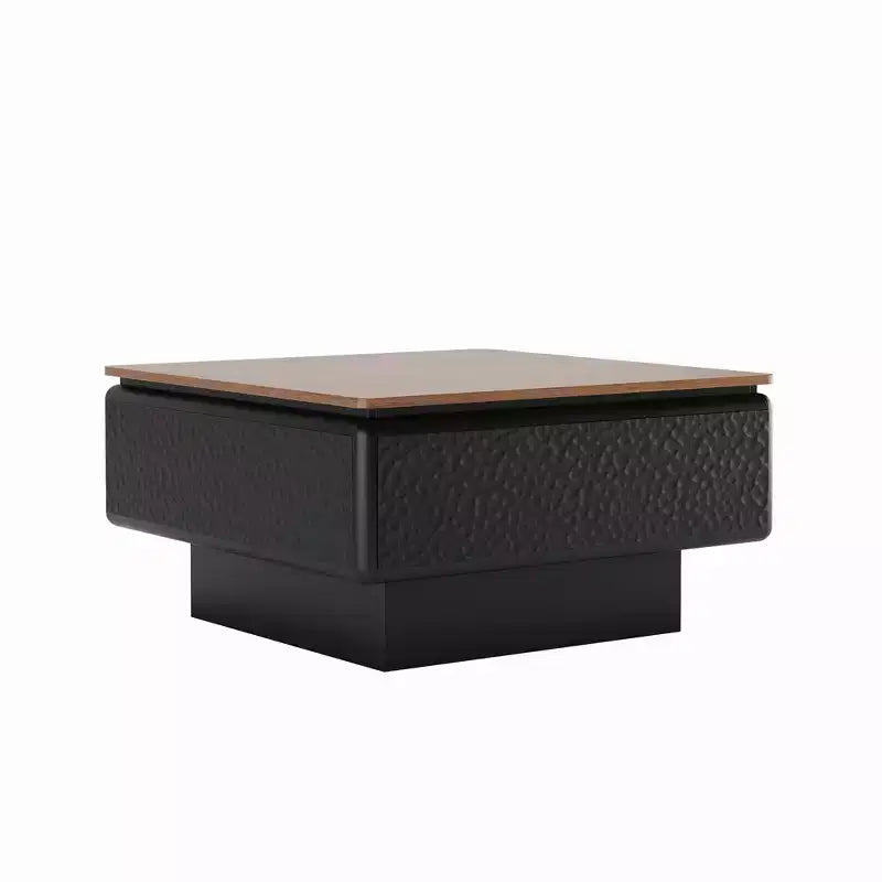 Table basse carrée GDFStudio Adel moderne en bois avec plateau relevable et rangement caché