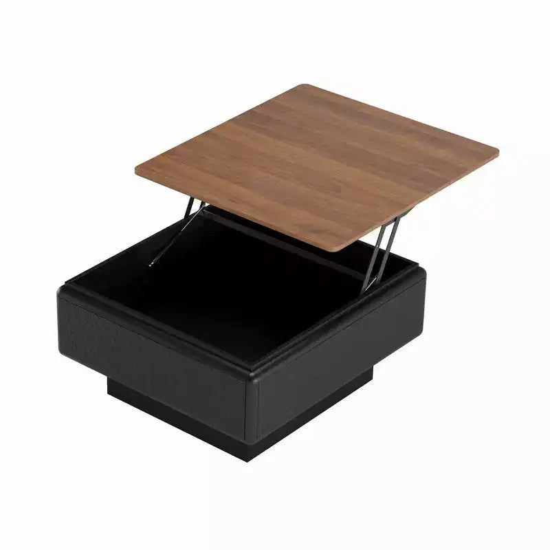 Table basse carrée GDFStudio Adel moderne en bois avec plateau relevable et rangement caché