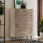 Karl Home 2 Flip 1 Barrière Grange Porte Chaussures Meuble Mélamine Embossé 31.6In Chêne Gris