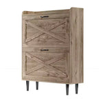 Karl Home 2 Flip 1 Barrière Grange Porte Chaussures Meuble Mélamine Embossé 31.6In Chêne Gris