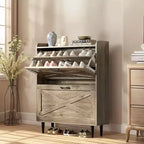 Karl Home 2 Flip 1 Barrière Grange Porte Chaussures Meuble Mélamine Embossé 31.6In Chêne Gris
