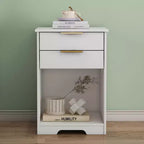 With a clean modern design, this Nighstand With 2 Drawers,End Table,Nightstand with Open Space,Golden Handle,Morden Design,For Living.