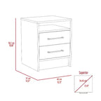 Avec son design épuré et moderne, cette table de chevet rectangulaire blanche et chêne clair à 2 tiroirs et 1 étagère offre un rangement pratique et une structure robuste.
