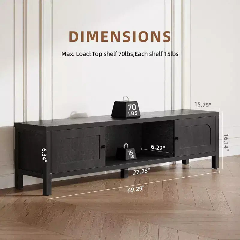 Meuble TV moderne de 178 cm - Console média pour TV de 65 à 75 pouces avec portes à fermeture douce