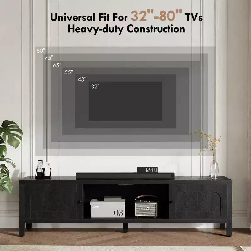 Meuble TV moderne de 178 cm - Console média pour TV de 65 à 75 pouces avec portes à fermeture douce