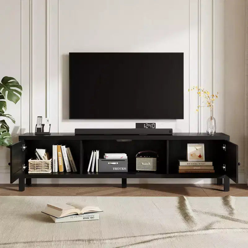 Meuble TV moderne de 178 cm - Console média pour TV de 65 à 75 pouces avec portes à fermeture douce