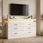 Buffet avec 6 tiroirs, buffet moderne, station de café avec comptoir flottant pour salon, cuisine
