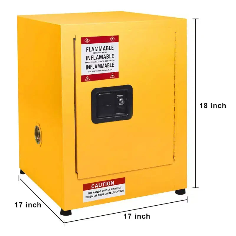 Armoire de sécurité coupe-feu pour produits inflammables en acier galvanisé à double paroi, verrouillable, étagère réglable, orifices de ventilation pour usage chimique et industriel