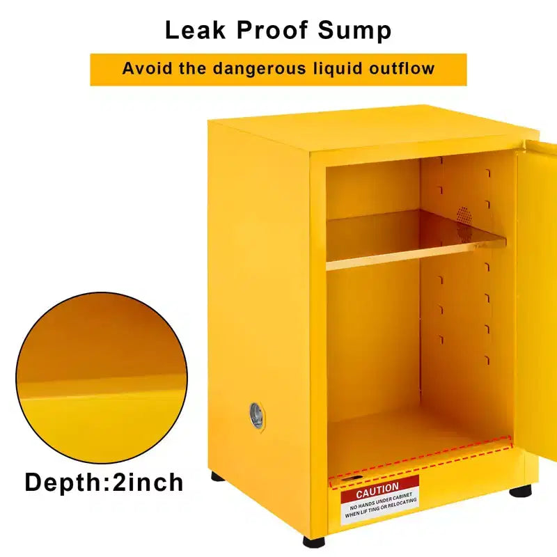 Armoire de sécurité coupe-feu pour produits inflammables en acier galvanisé à double paroi, verrouillable, étagère réglable, orifices de ventilation pour usage chimique et industriel