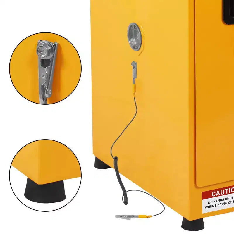 Armoire de sécurité coupe-feu pour produits inflammables en acier galvanisé à double paroi, verrouillable, étagère réglable, orifices de ventilation pour usage chimique et industriel