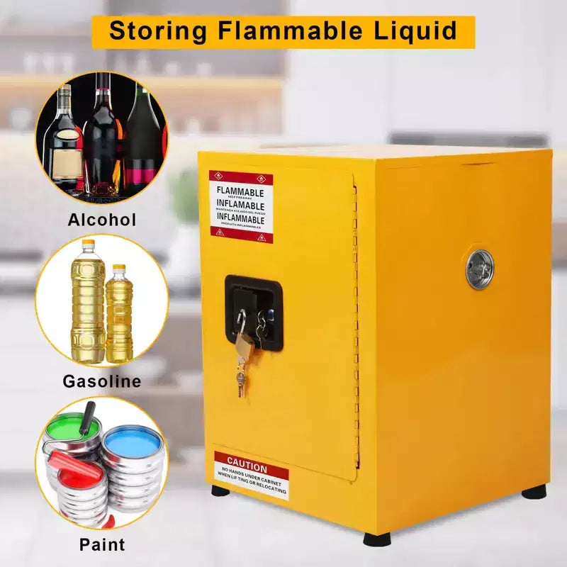 Armoire de sécurité coupe-feu pour produits inflammables en acier galvanisé à double paroi, verrouillable, étagère réglable, orifices de ventilation pour usage chimique et industriel