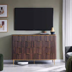 Commode à 9 tiroirs, chiffonnier en bois de 137 cm de large avec poignées métalliques, meuble TV et organiseur de rangement moderne pour chambre et salon